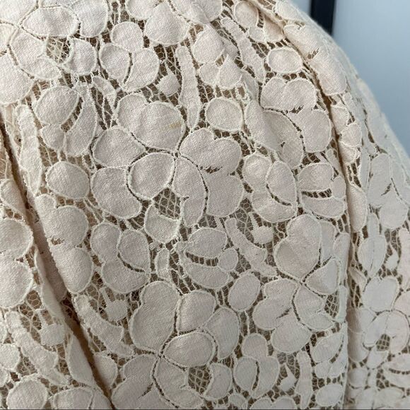 [S] Creme Beige Floral Lace Pattern Hi Waisted Aline Skirt | Forever 21 | Women - Picture 11 of 11